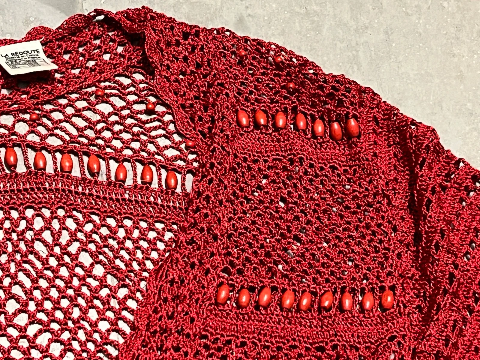 Bolero de ganchillo rojo con cuentas – photo 10